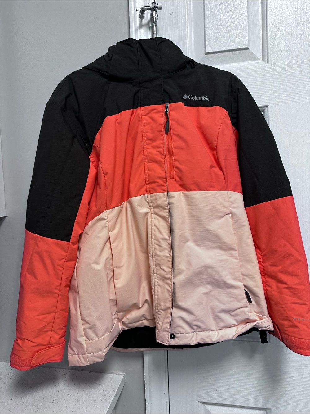 Columbia Kids Colorblock Puffer Jacket - Black, Coral & Cream